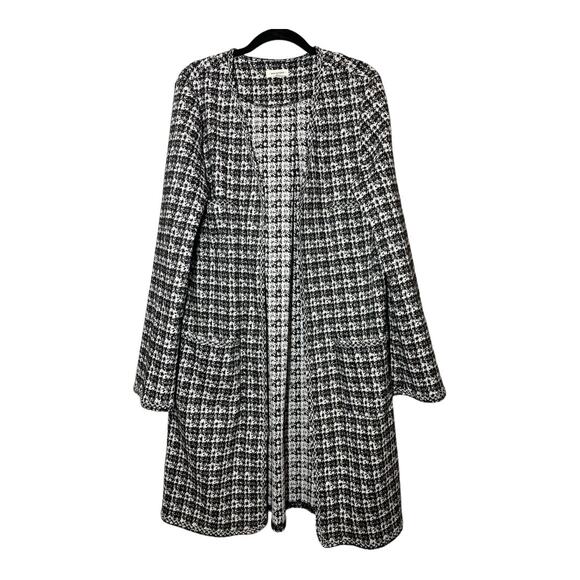 Max Studio Long Blazer Duster Jacket Houndstooth Large NWOT - Picture 1 of 6